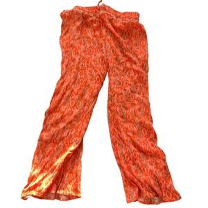 Orange Patterned  Loose Fitting One World Live and Let Live Pants XL